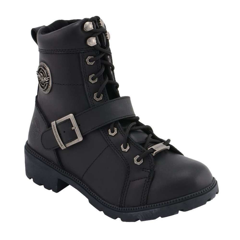 NWOB Sz 10 Milwaukee Blk Leather Motorcyle Boots
